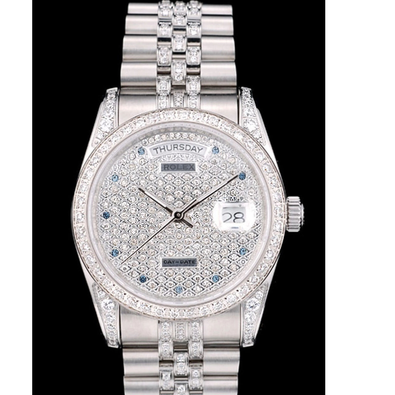 AAA Replica Watches Steel Bracelet Rolex 41985 Diamond Plated Dial Stainless DayDate Plated Diamond 0629